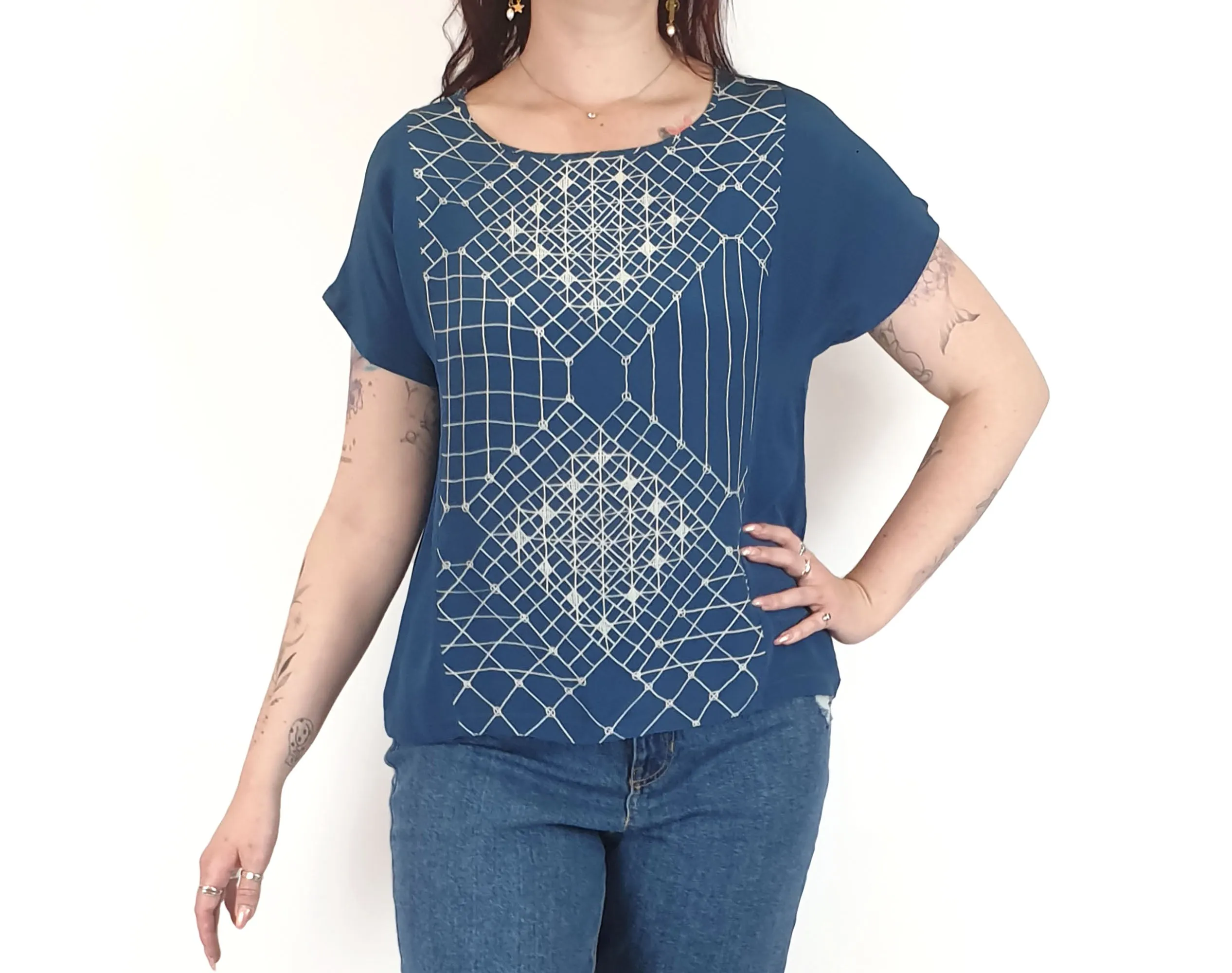 Nancybird blue silk top size M