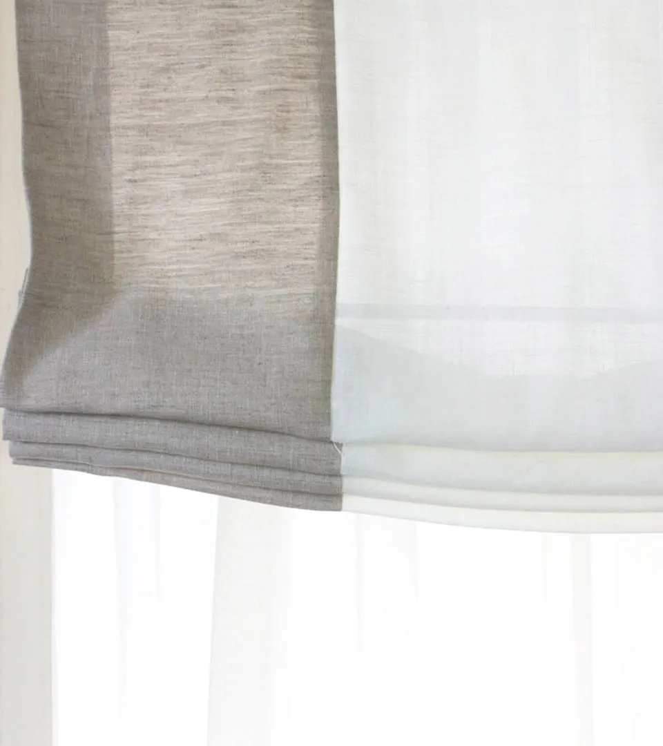 Natural White 2 Color Combo Linen Relaxed Roman Shade/CL1010