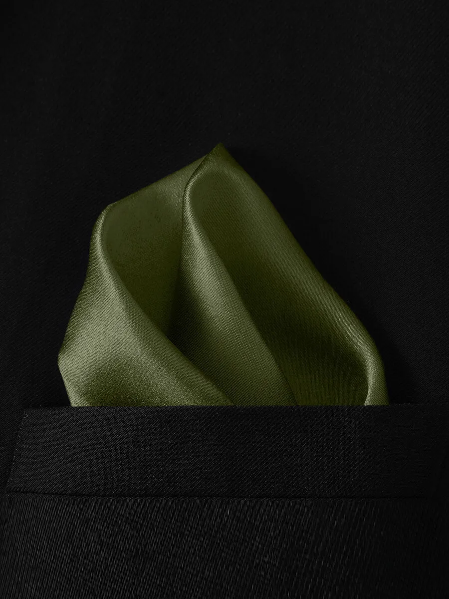 NZ Bridal Olive Satin Pocket Square Men's Wedding Accessories