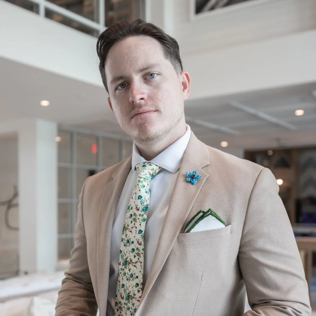 Olive Border Linen Pocket Square