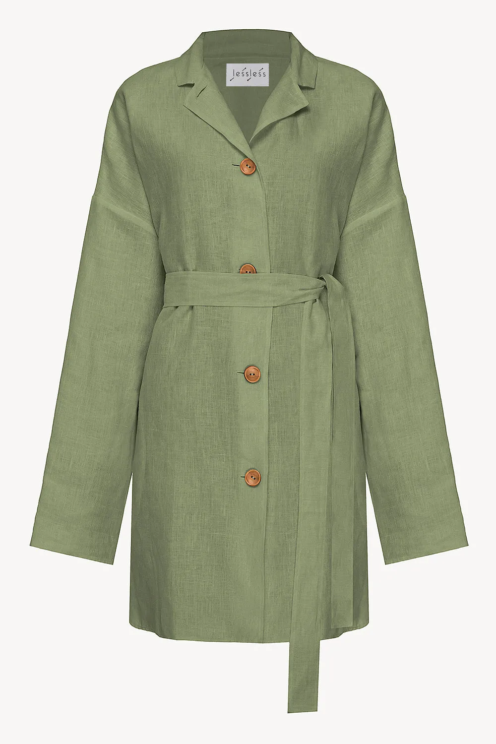 Olive oversized linen shirt dress