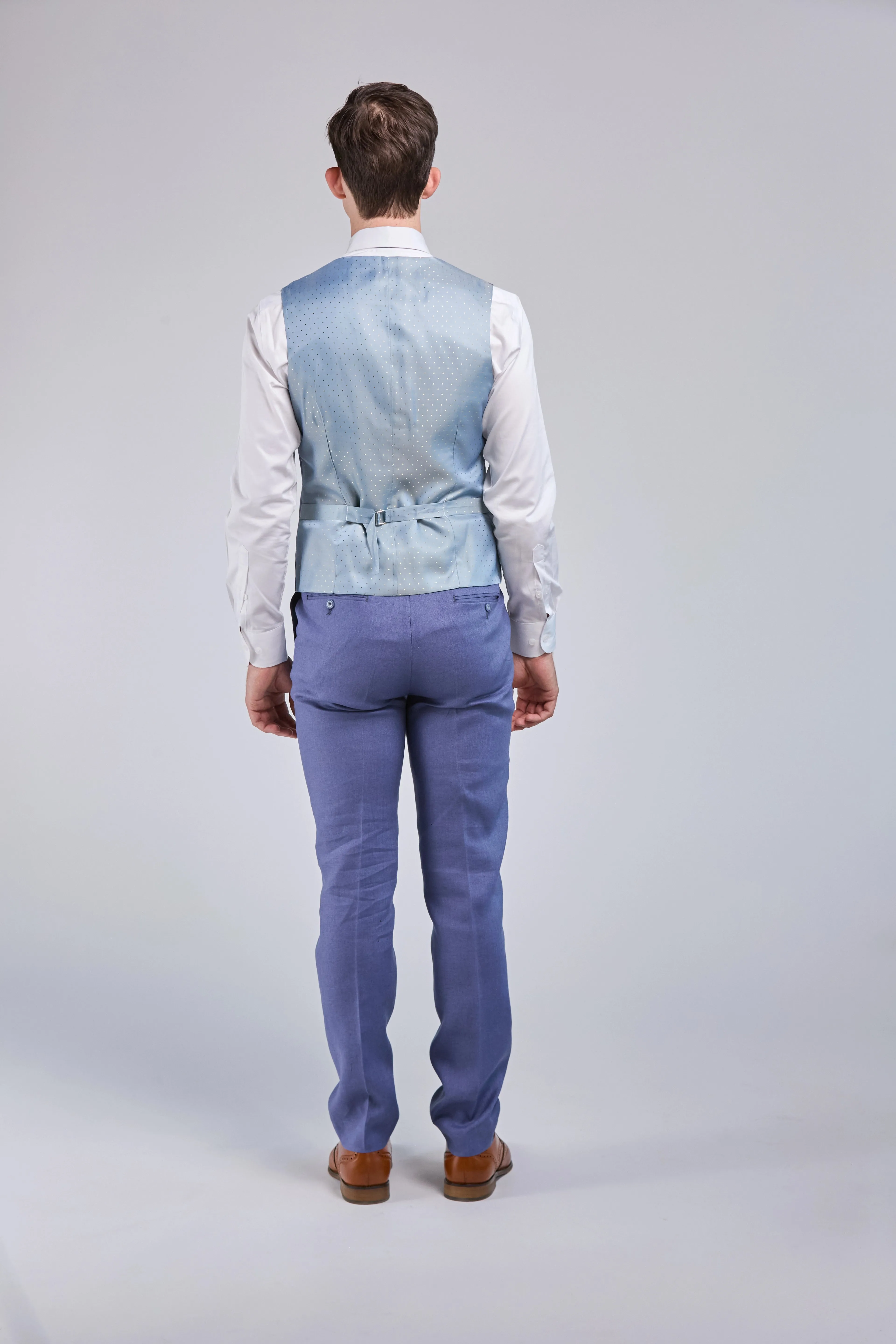 Pale Indigo Linen 3 Piece Suit - Limited