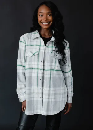 PANACHE - Gray, Cream & Green Plaid Flannel