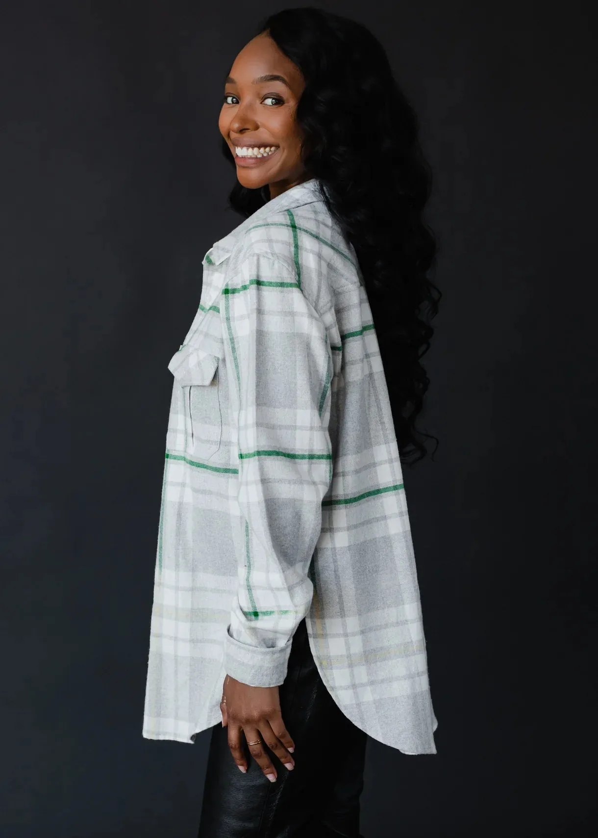 PANACHE - Gray, Cream & Green Plaid Flannel