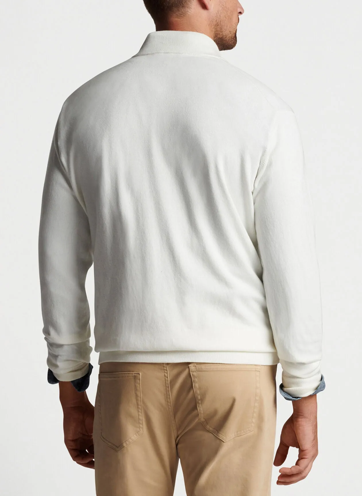 Peter Millar Mens Crest Quarter Zip - SUMMER IVORY