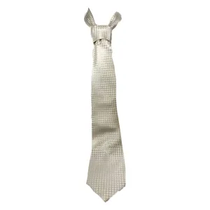 PIERRE CARDIN White on White Diamond Detail Men's Silk Tie 58 1/2 in.
