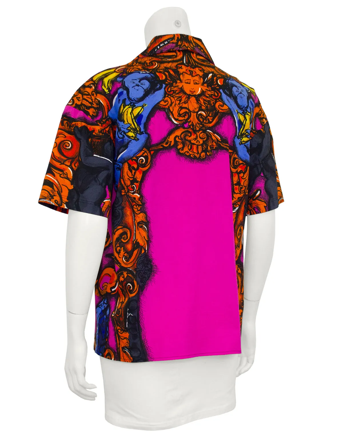 Pink and Orange Spring 2011 Cotton Shirt with Monkey Baroque Print
