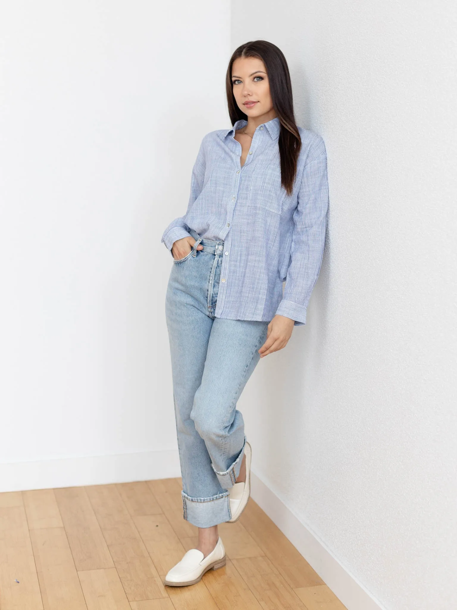 Pinstripe Button Up
