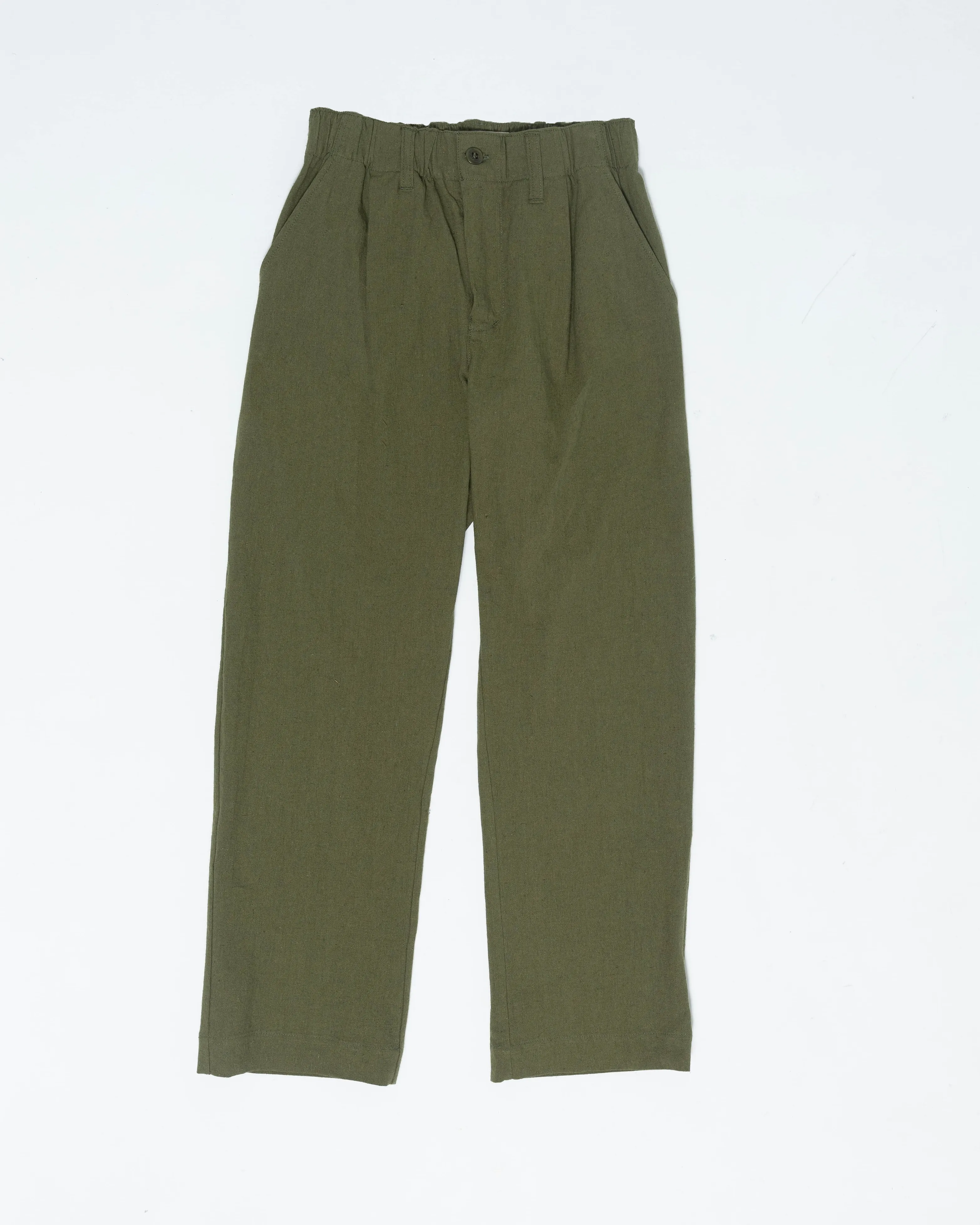 Pleated Trouser - Olive Linen / Cotton