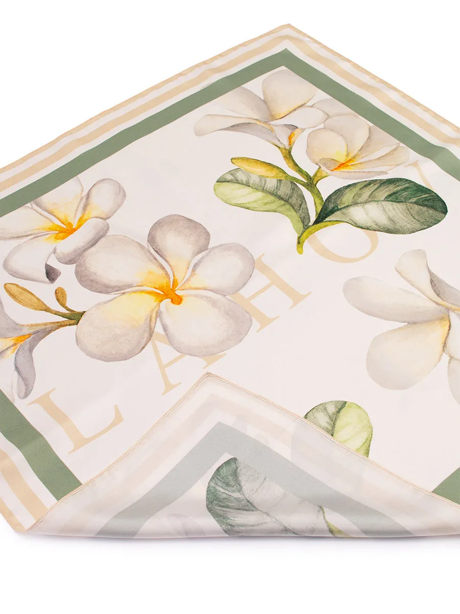 Plumeria Print Silk Scarf
