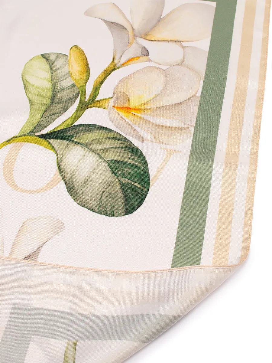 Plumeria Print Silk Scarf