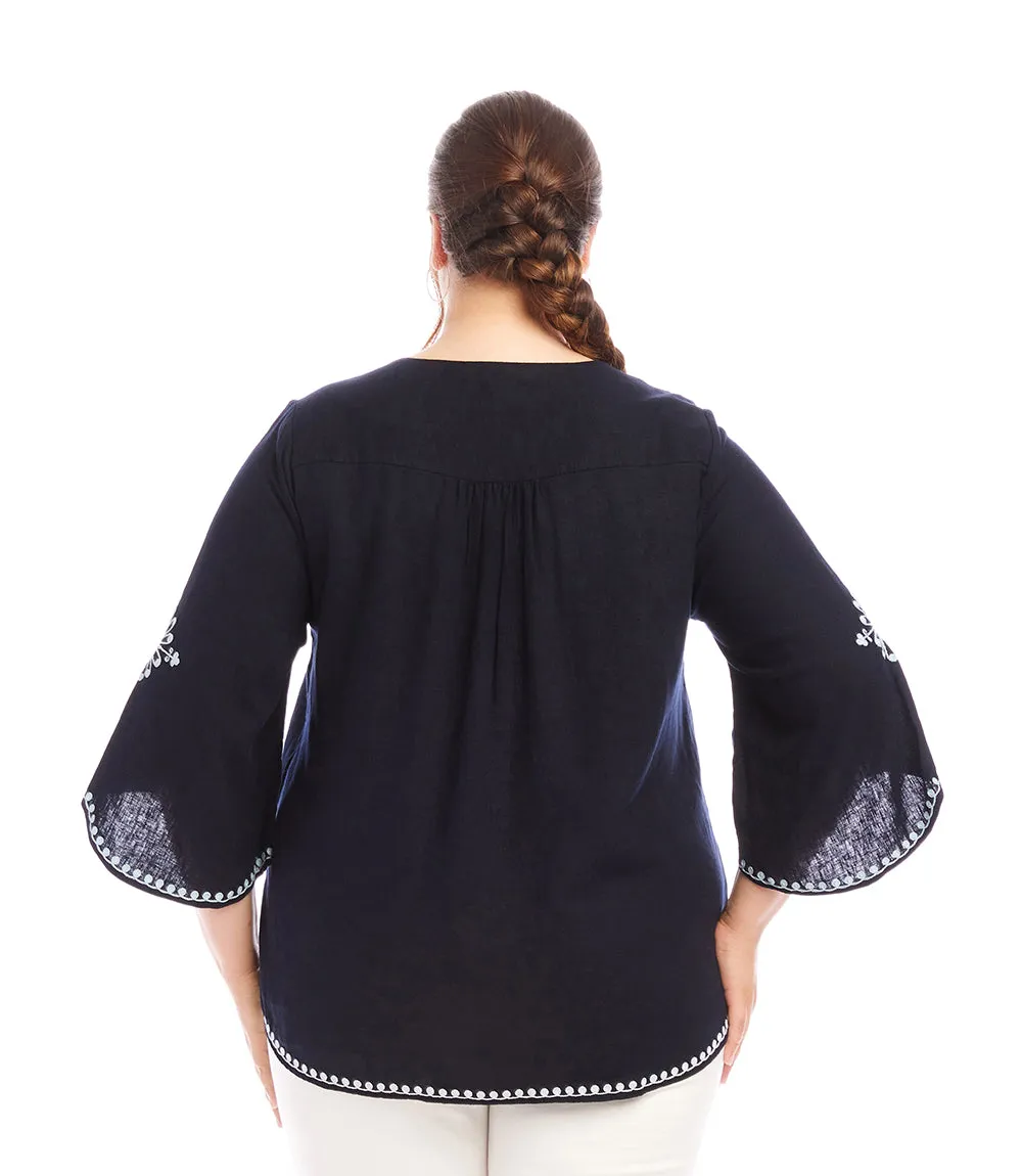 Plus Size Bracelet Sleeve Asymmetric Top
