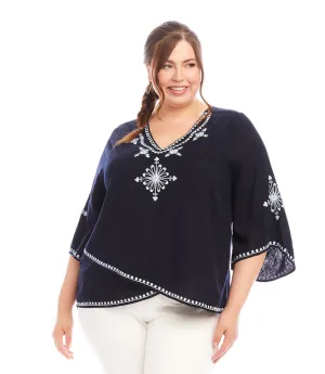 Plus Size Bracelet Sleeve Asymmetric Top