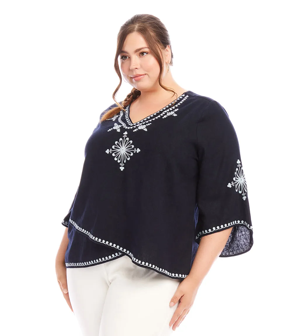 Plus Size Bracelet Sleeve Asymmetric Top