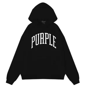 Purple Brand Logo Pattern Printed Hoodie