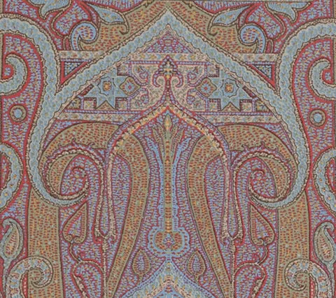 Quadrille Fabric: Rudolfo Paisley - Custom Multi Rouge / Turquoise on Italian Linen / Cotton