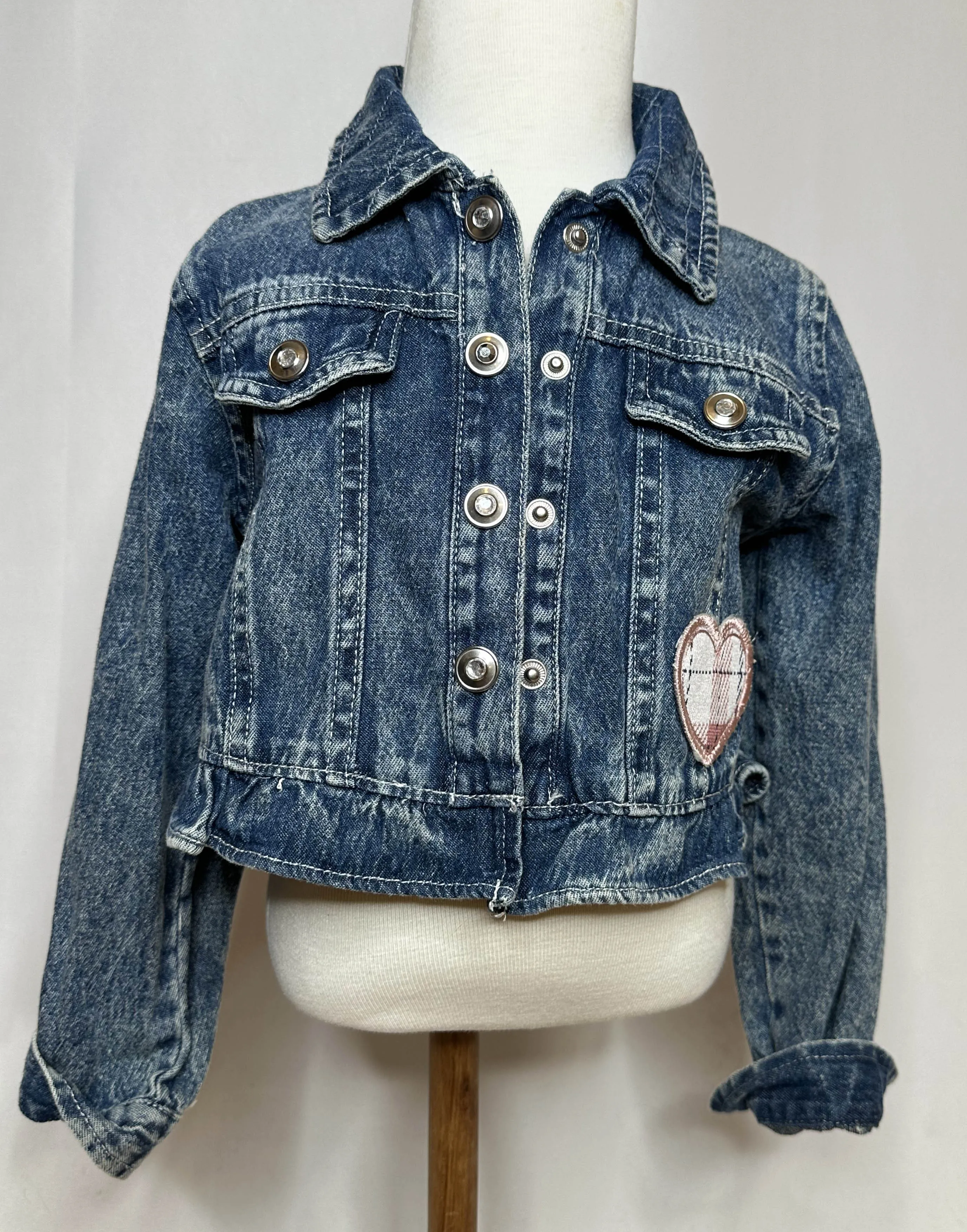 "Yee Haw" Pink Fringe Kids Denim Jacket