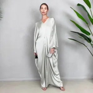 RAM23 JAMILA SAGE GREEN SILK SATIN KAFTAN
