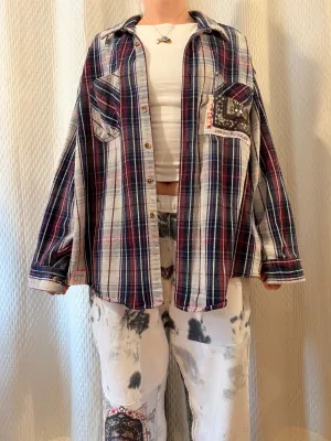 Reclaimed Stained Glass Maroon Plaid Flannel