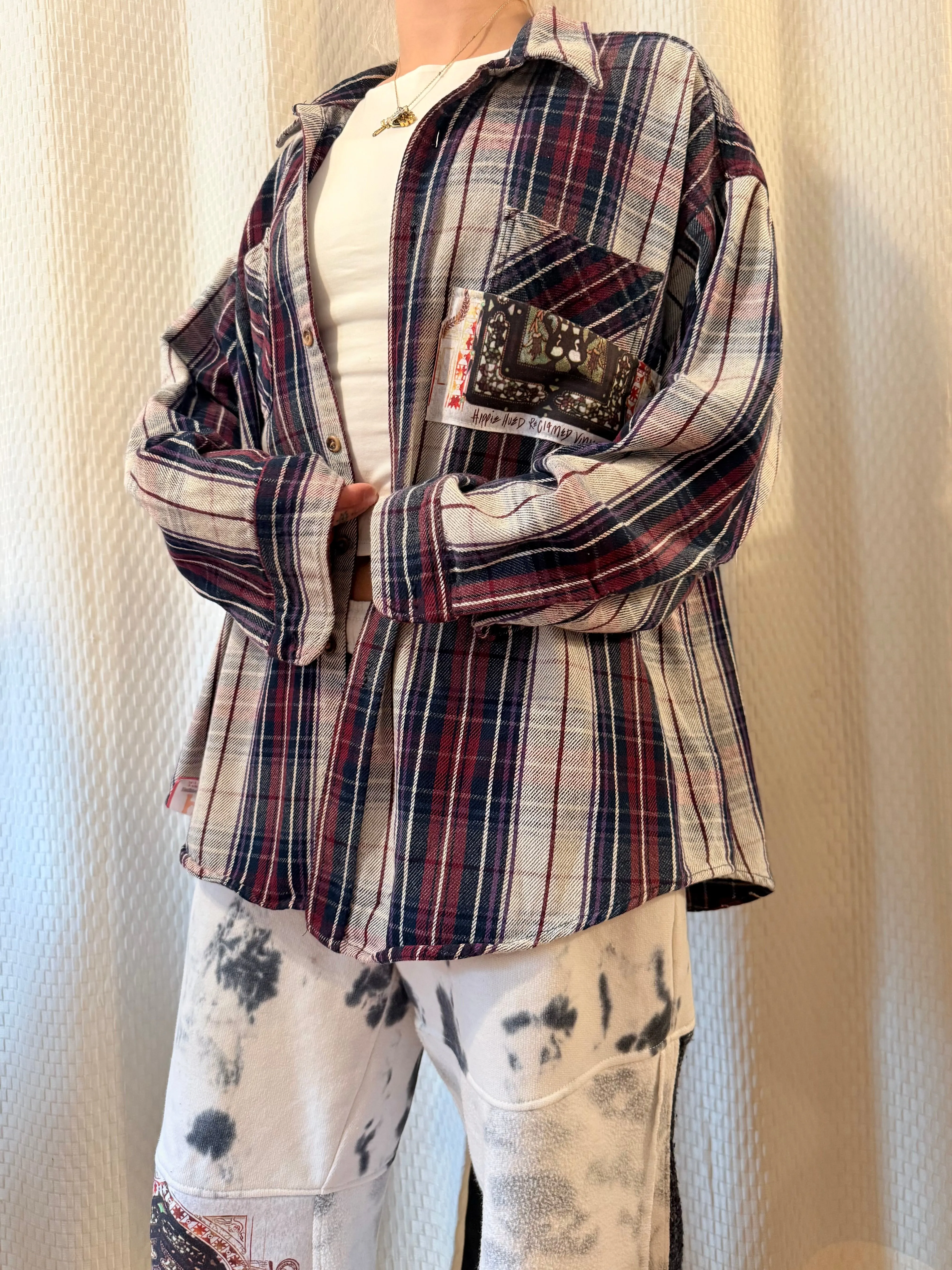 Reclaimed Stained Glass Maroon Plaid Flannel