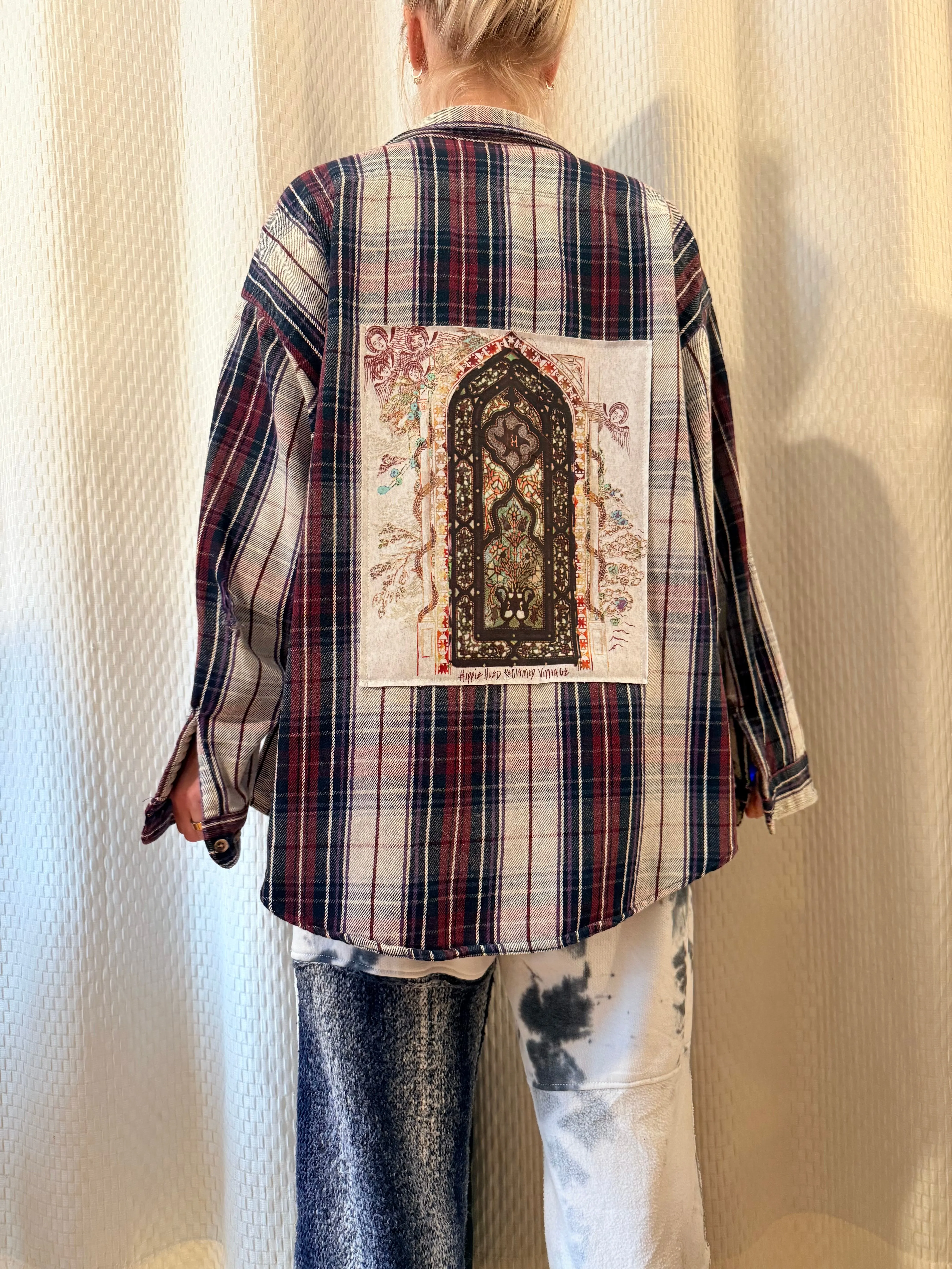 Reclaimed Stained Glass Maroon Plaid Flannel