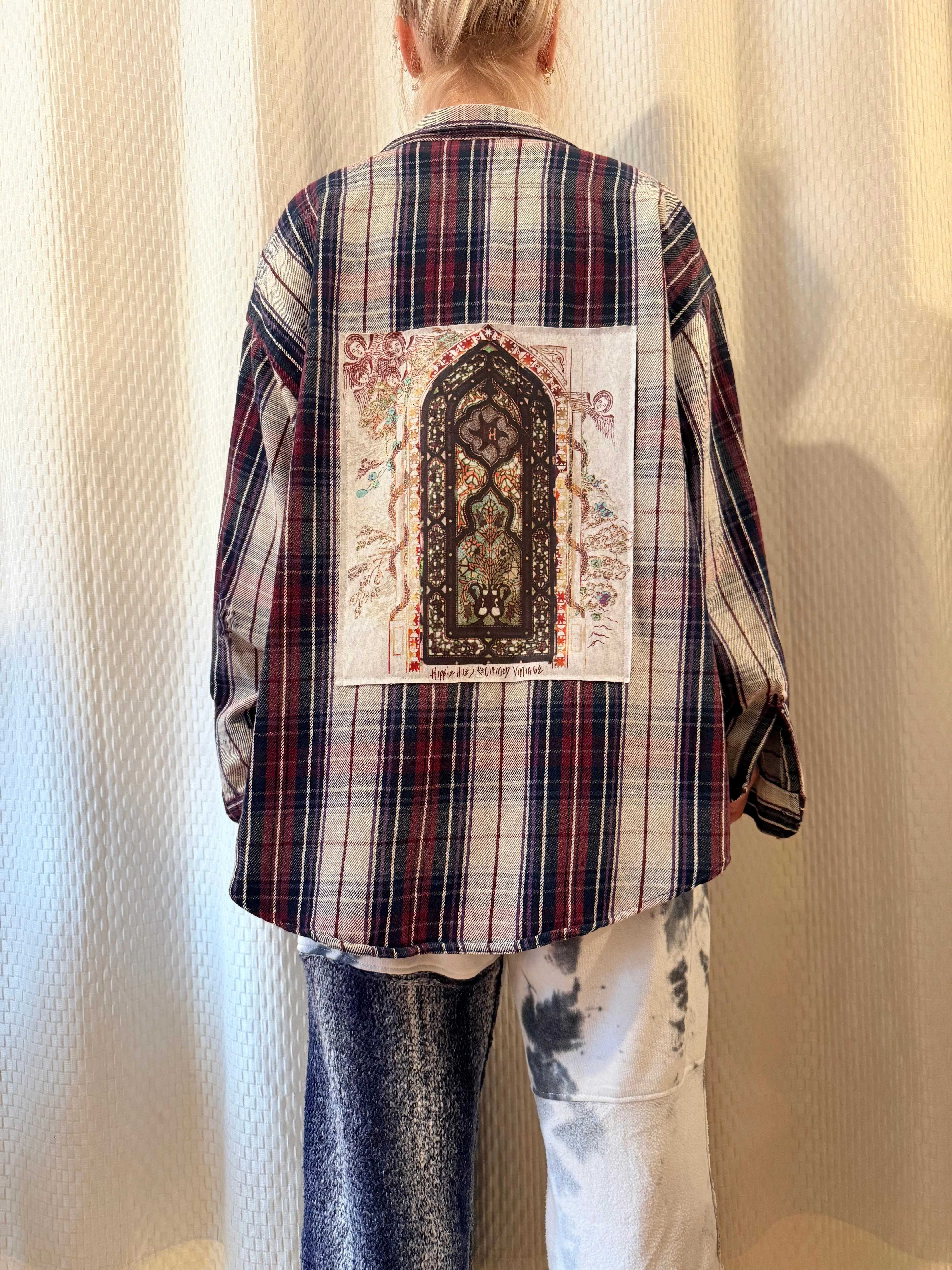Reclaimed Stained Glass Maroon Plaid Flannel