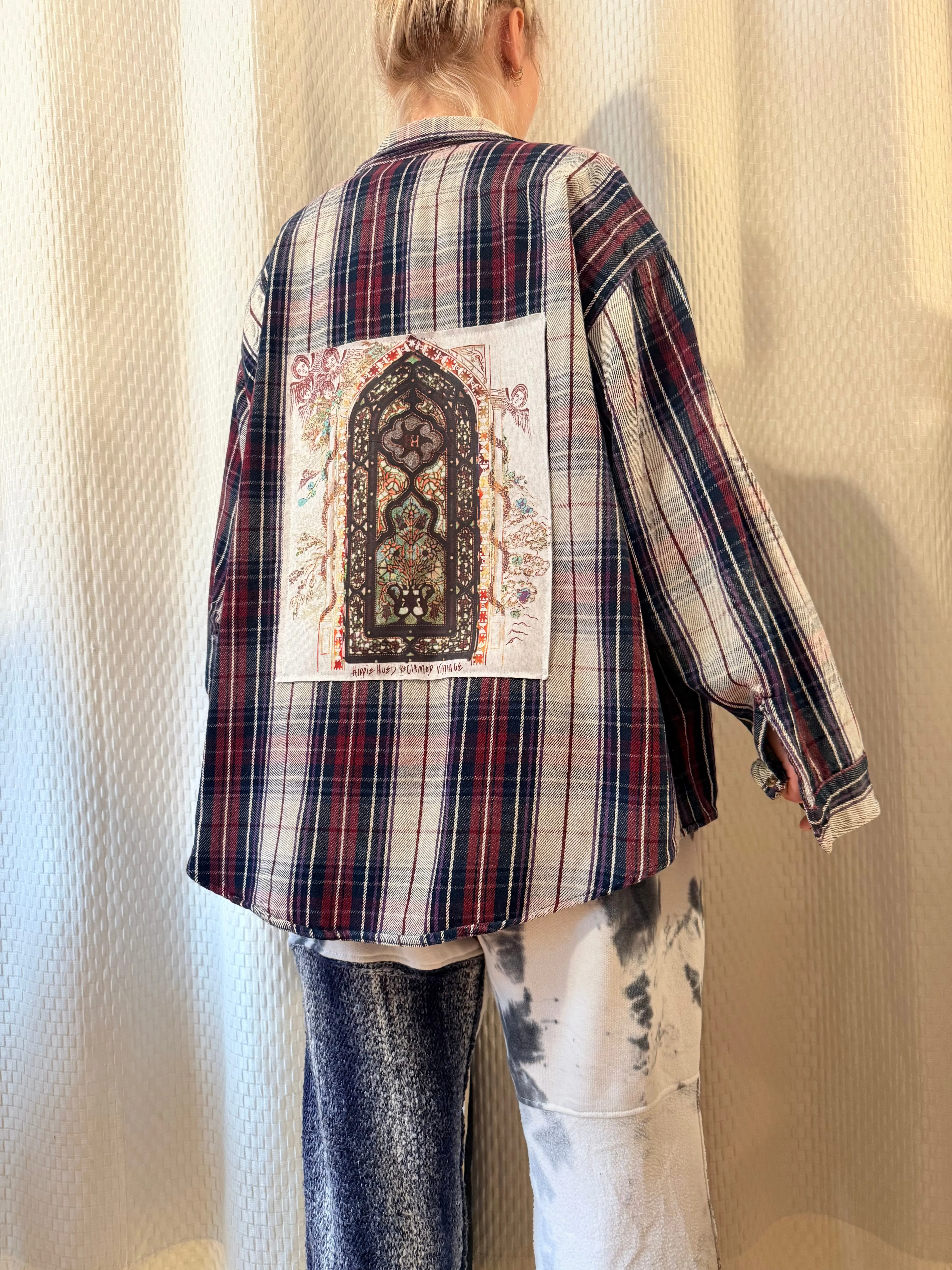 Reclaimed Stained Glass Maroon Plaid Flannel