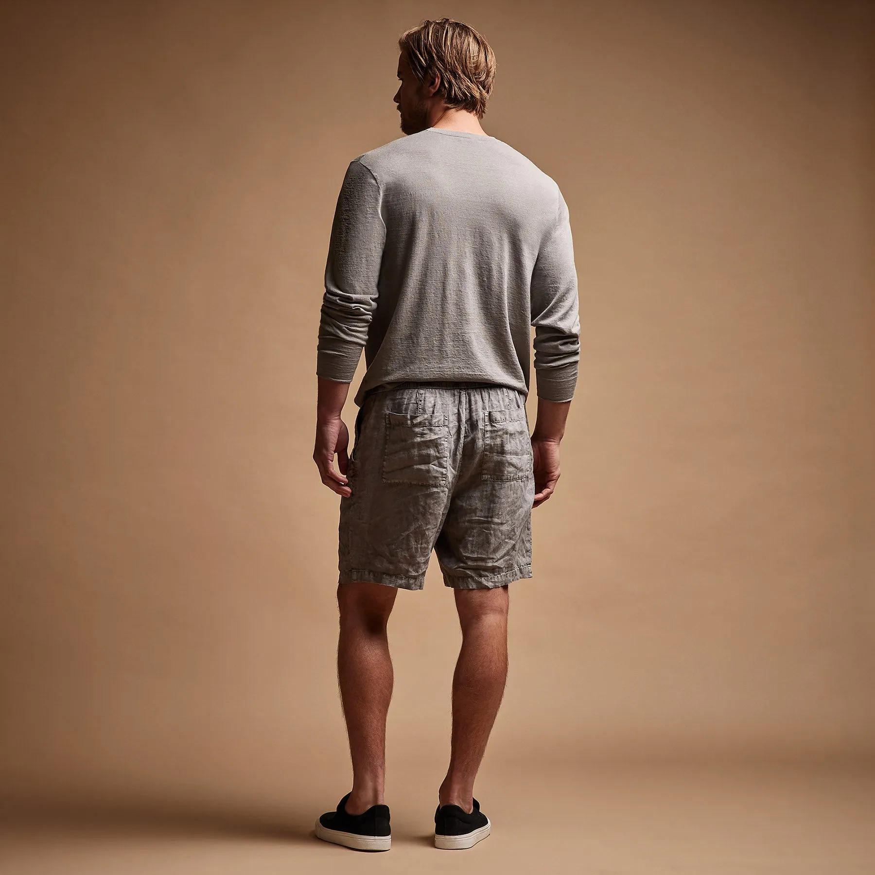Relaxed Fit Linen Short - Silver Grey Pigment
