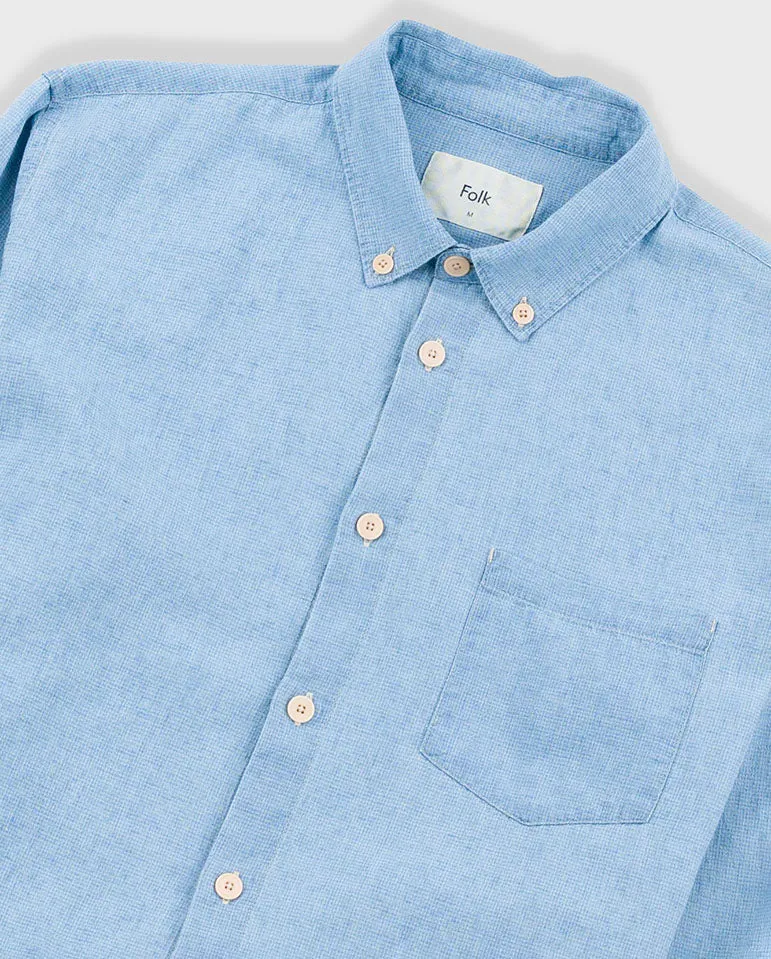 Relaxed Fit Shirt Indigo Micro Check