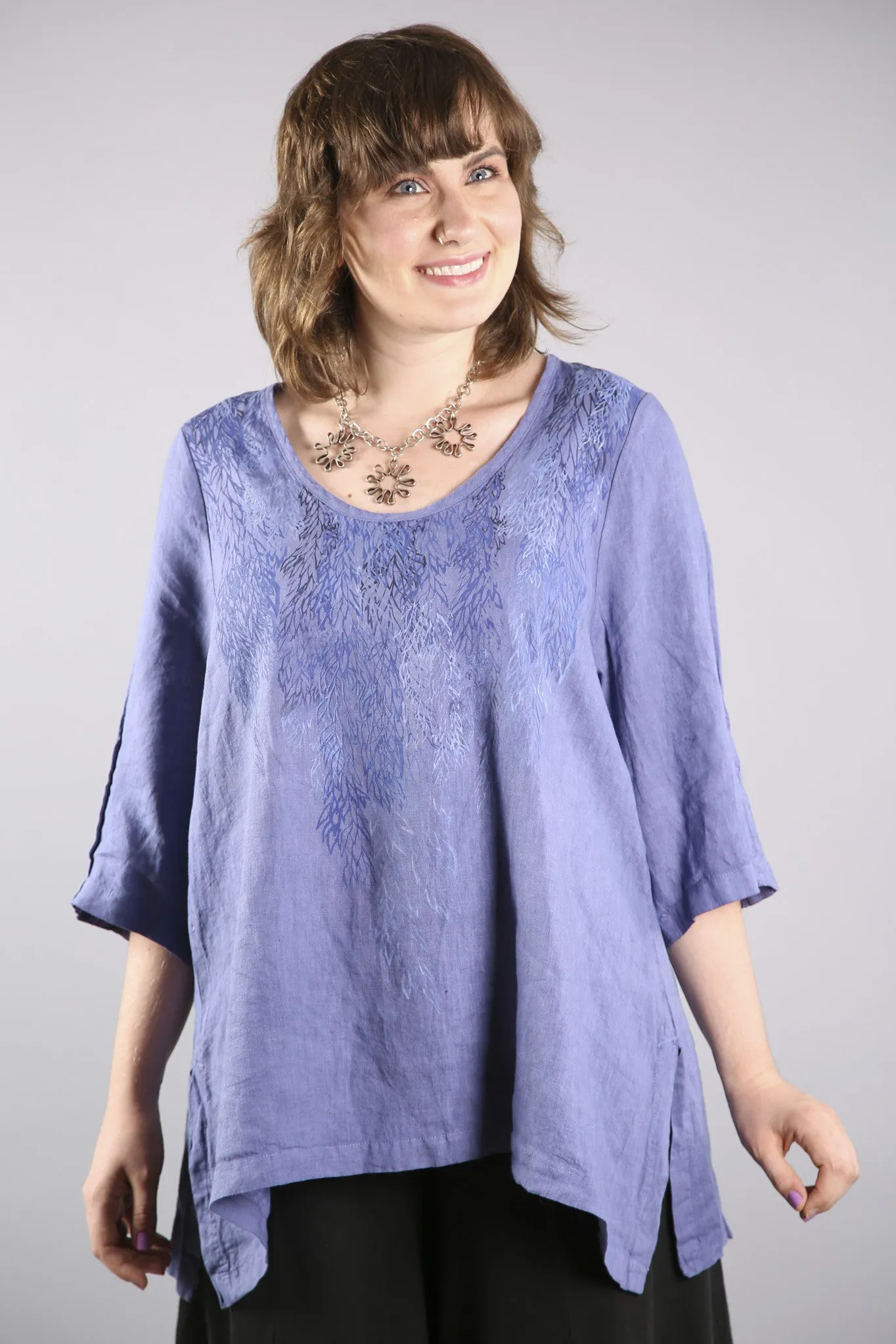 Relaxed Linen Top-Dark Periwinkle 2183-P