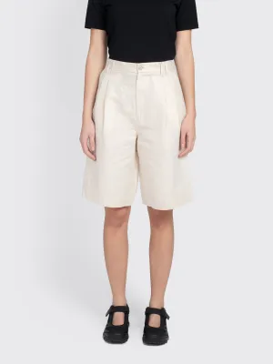 Relaxed Pleated Cotton Linen Shorts