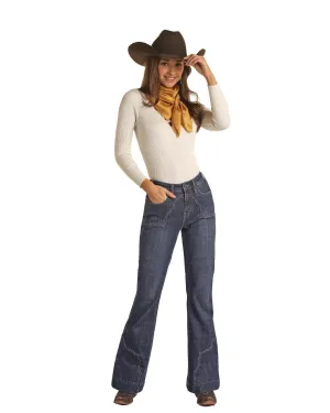 ROCK & ROLL DENIM FRONT WESTERN YOKE TROUSER