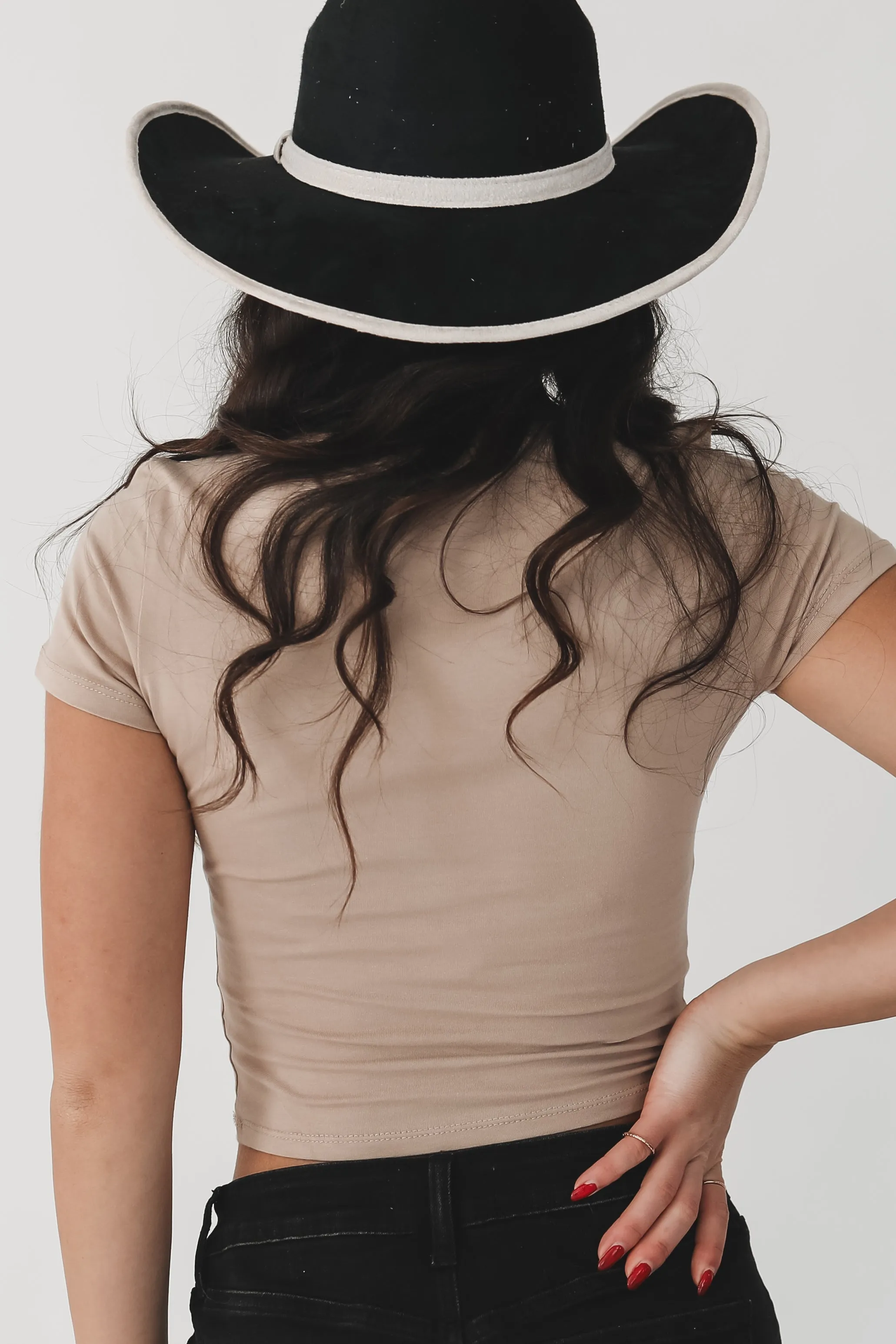 Rodeo Taupe Western Graphic Cropped Fitted Tee