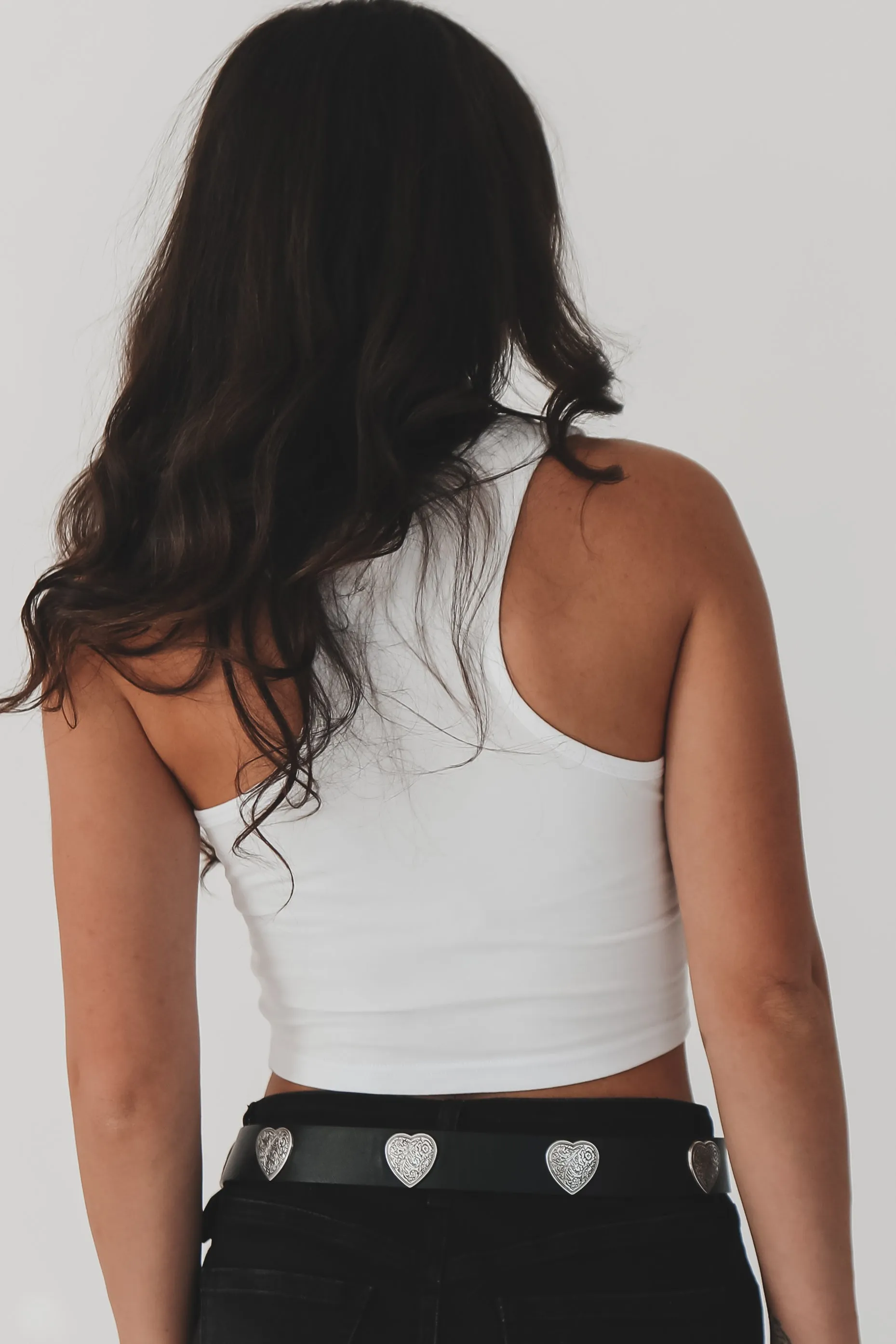 Rodeo White Western Graphic Cropped Fitted Tank