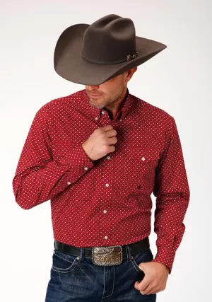 Roper Apparel Red Geometric Print Button-Down Shirt for Men