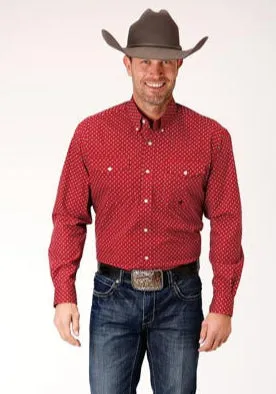 Roper Apparel Red Geometric Print Button-Down Shirt for Men