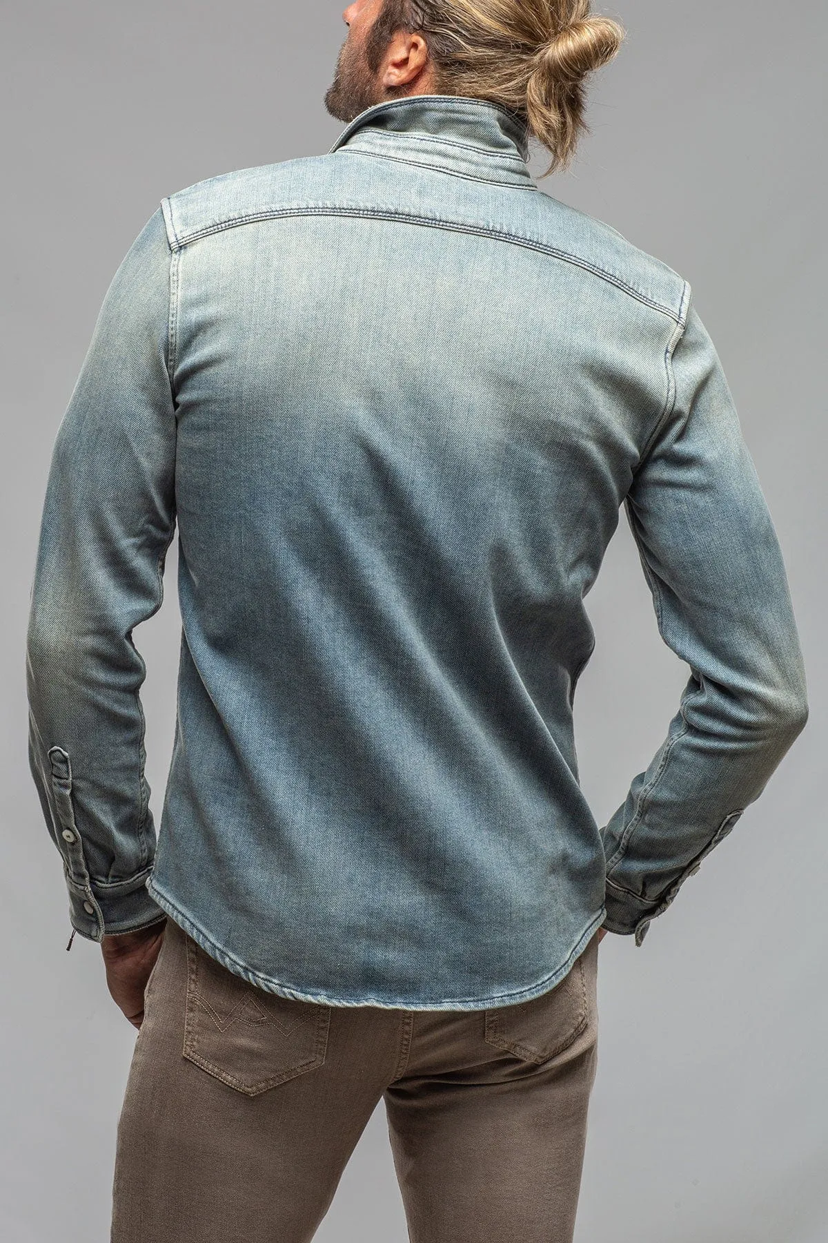 Roper Over-Dyed Western Snap Shirt In Mid Blue