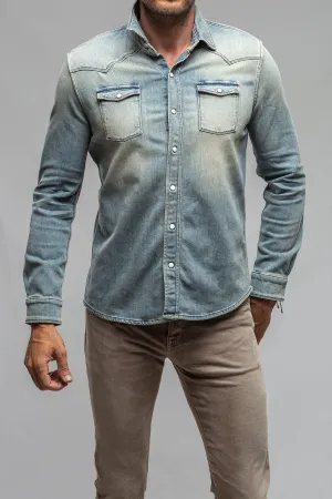 Roper Over-Dyed Western Snap Shirt In Mid Blue
