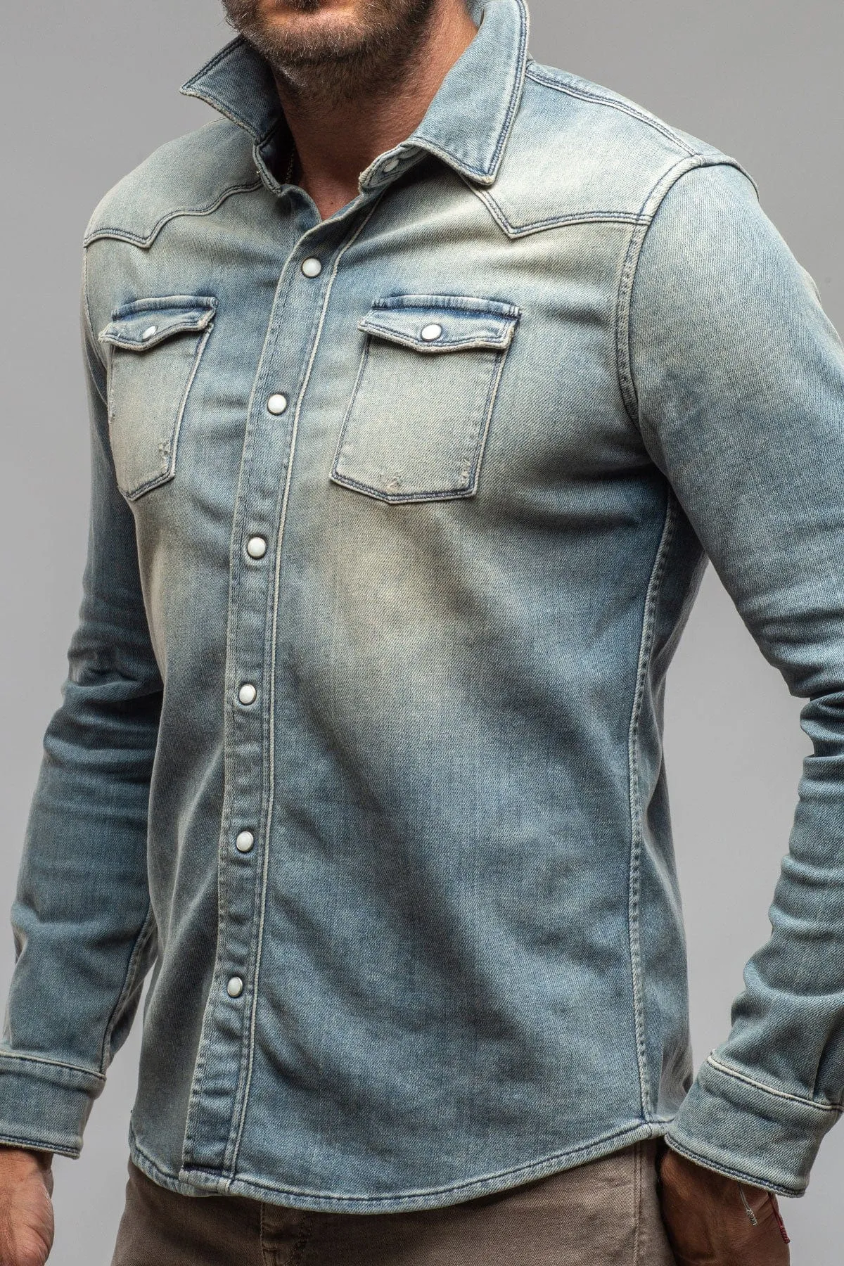 Roper Over-Dyed Western Snap Shirt In Mid Blue