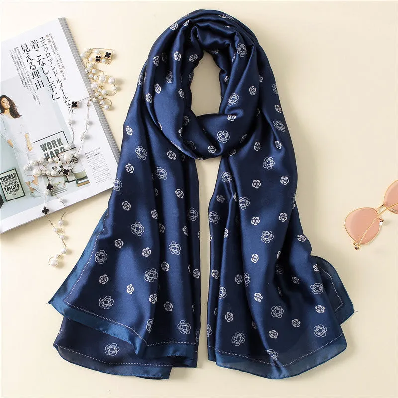 Rose Print Thicken Warm Silk Scarf Shawl Wrap for Women Ladies Girls 90x180