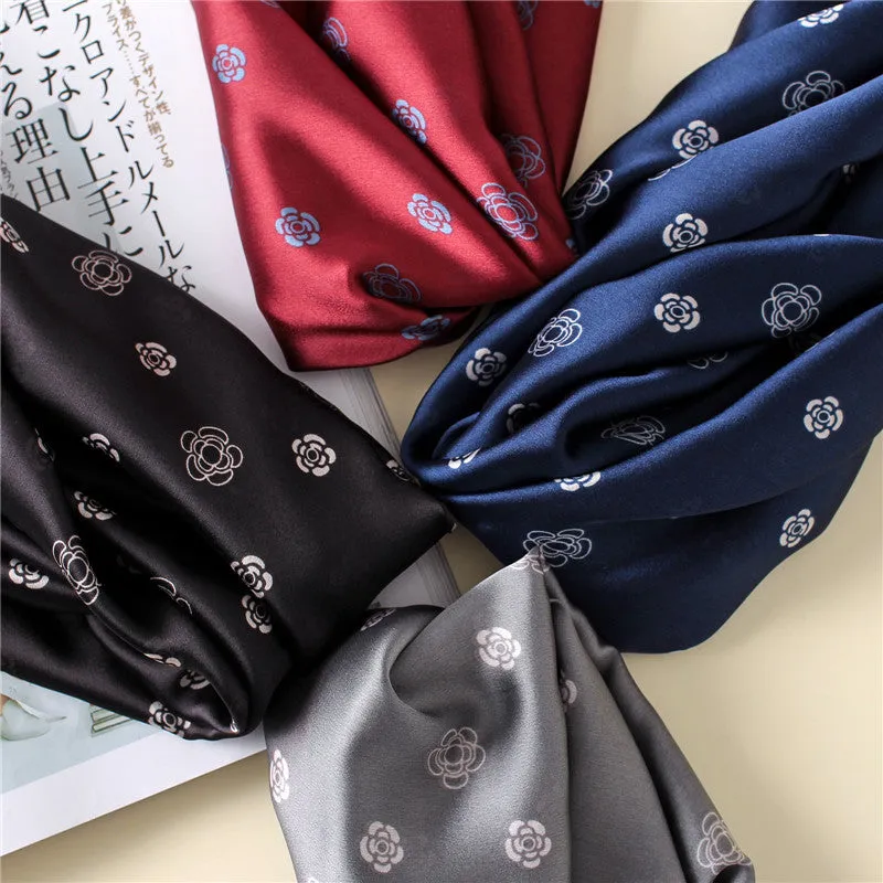 Rose Print Thicken Warm Silk Scarf Shawl Wrap for Women Ladies Girls 90x180