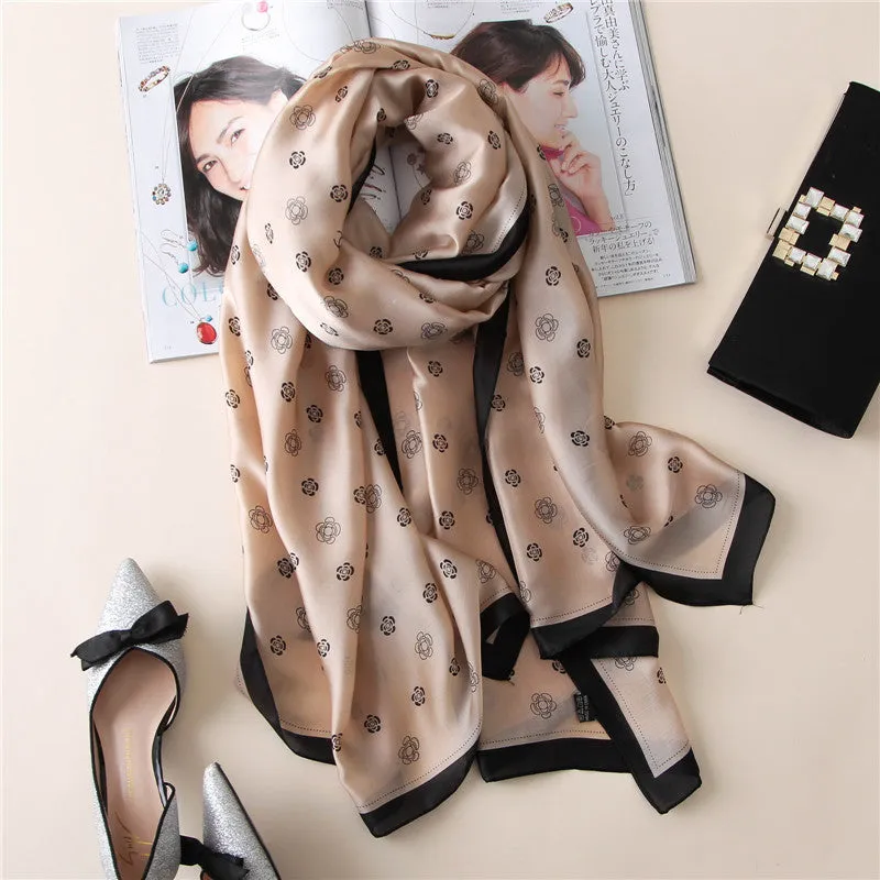 Rose Print Thicken Warm Silk Scarf Shawl Wrap for Women Ladies Girls 90x180