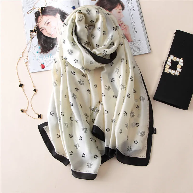 Rose Print Thicken Warm Silk Scarf Shawl Wrap for Women Ladies Girls 90x180