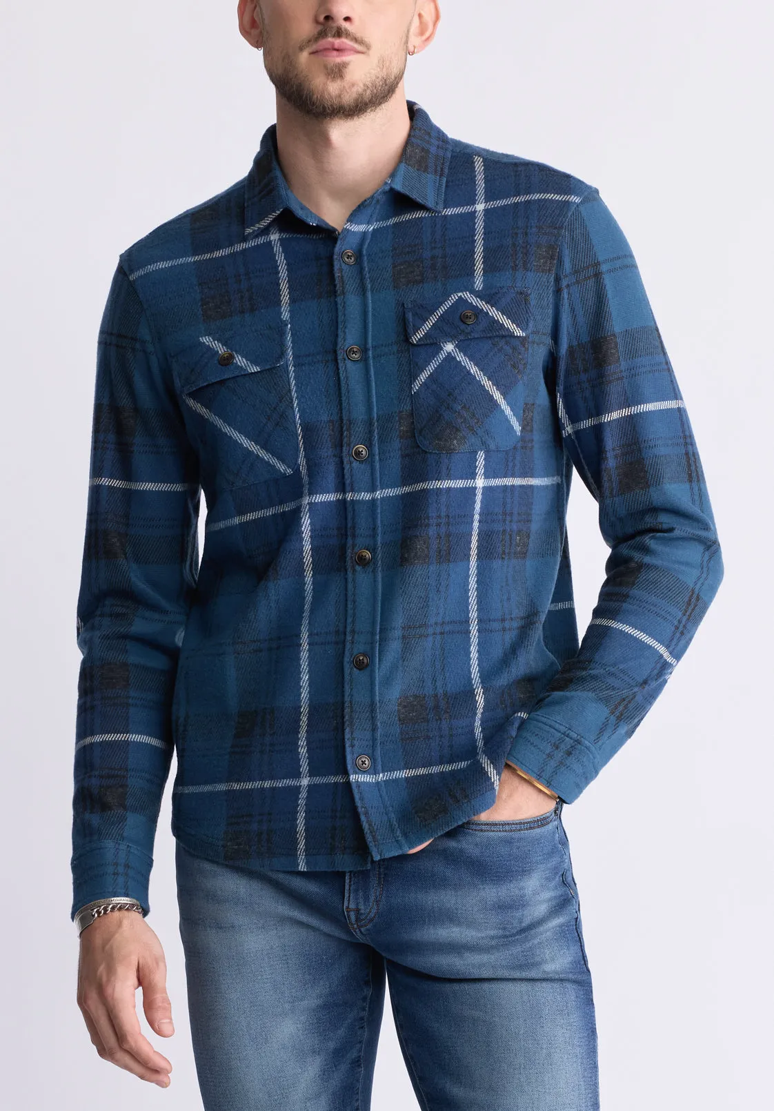 Samme Men's Plaid Blanket Shirt, Whale - BM24461