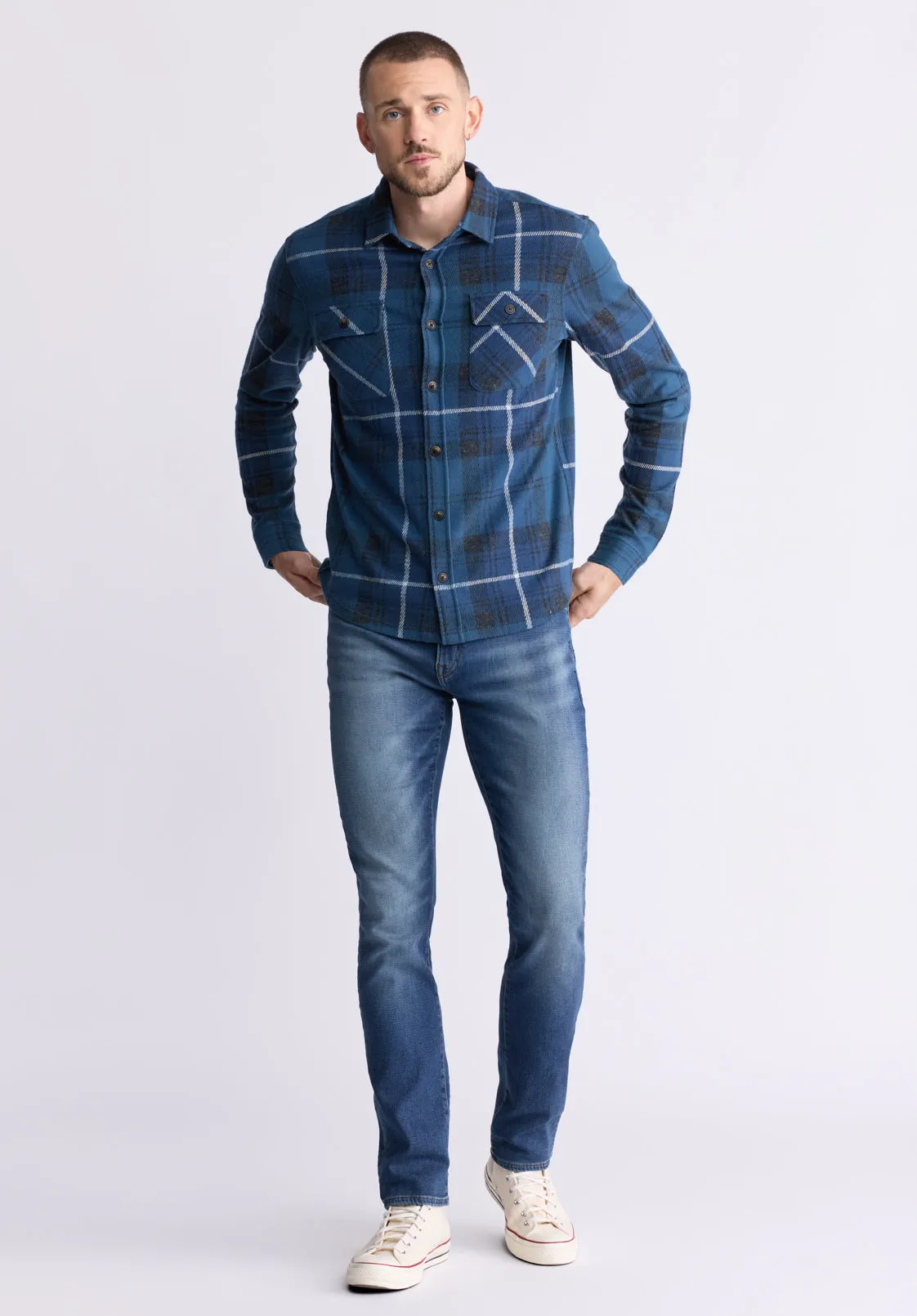 Samme Men's Plaid Blanket Shirt, Whale - BM24461