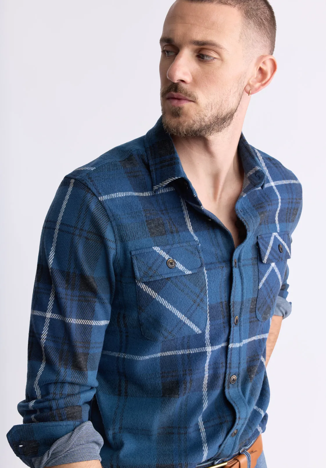 Samme Men's Plaid Blanket Shirt, Whale - BM24461