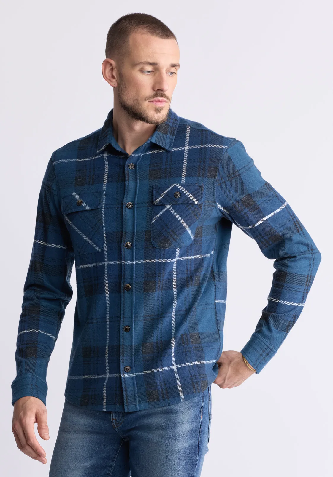 Samme Men's Plaid Blanket Shirt, Whale - BM24461
