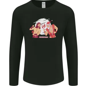 Santa v Jesus Video Game Style Christmas Xmas Mens Long Sleeve T-Shirt