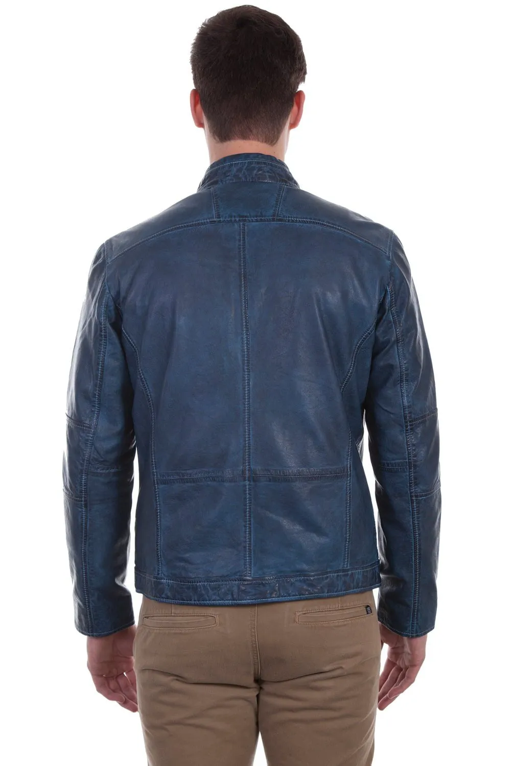 Scully Mens Denim Lamb Cafe Racer Jacket 2XT