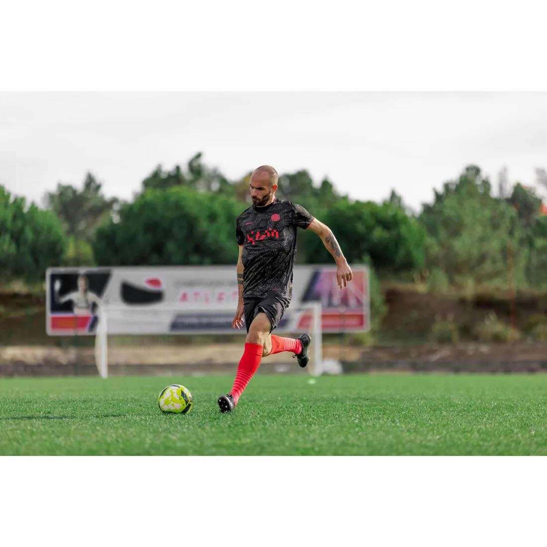 Short-Sleeved Football Shirt Viralto II - Black/Grey/Pink